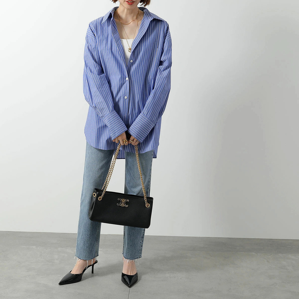 Celine Newspaper Chain Shoulder Bag Triomphe Black